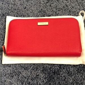 Furla Red Zip Around Wallet/Clutch